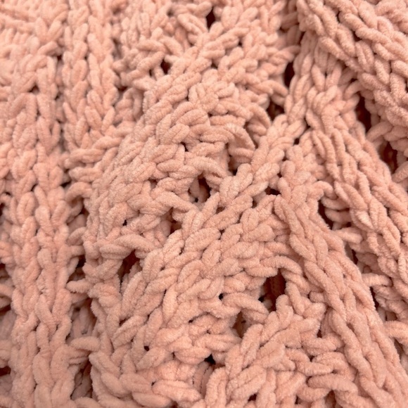 Mystree chenille chunky knit open front cardigan light pink size S - Picture 11 of 11